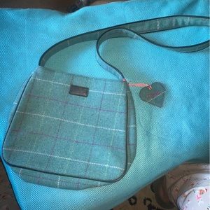 SCOTTISH wool purse. Blue plaid Nell Scotland Clothing Co. shoulder bag.